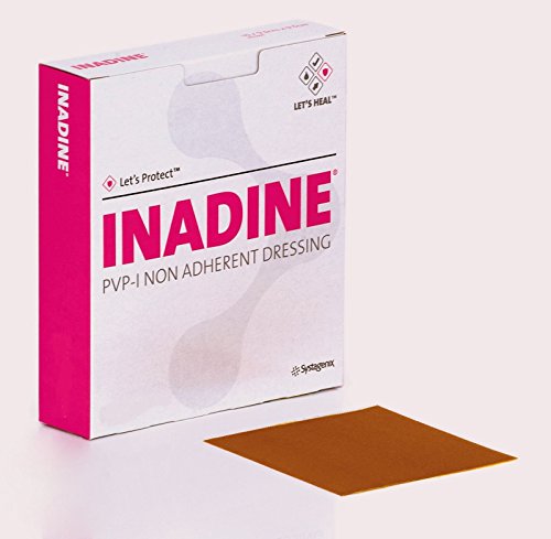 5055853618822 - INADINE PVP-I NON ADHERENT DRESSING - 9.5CM X 9.5CM - PACK OF 10