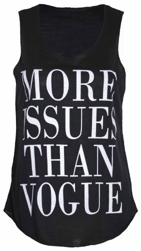 5055878035024 - WOMENS MORE ISSUES THAN VOGUE VEST TOP (M8) (8/10 (UK 12/14), BLACK)