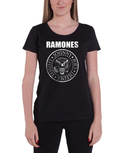 5055890010108 - RAMONES CLASSIC SEAL BAND LOGO OFFICIAL WOMENS NEW SKINNY FIT T SHIRT