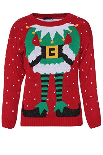 5055925266005 - FOREVER WOMENS CELEBRITY INSPIRED ELF PRINT KNITTED CHRISTMAS JUMPERS