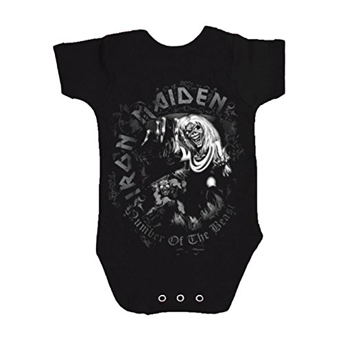 5055949815708 - IRON MAIDEN NUMBER OF THE BEAST GREY TONE OFFICIAL BABY GROW (AGES 3-24MONTHS)