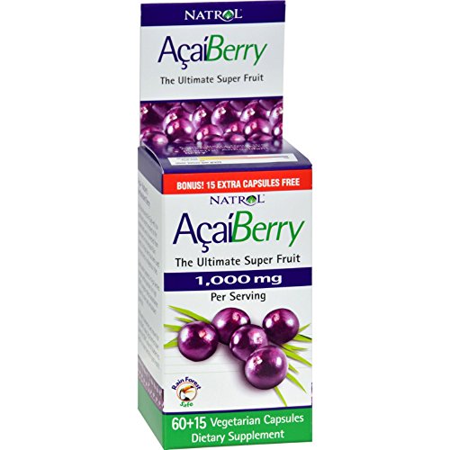 5056018942370 - NATROL ACAIBERRY - 1000 MG - 75 VEGETARIAN CAPSULES - THE ULTIMATE SUPER FRUIT - RAIN FOREST SAFE