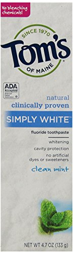 5056018956926 - TOM'S OF MAINE SIMPLY WHITE NATURAL TOOTHPASTE, CLEAN MINT , 4.7 OUNCE(PACK OF 6)
