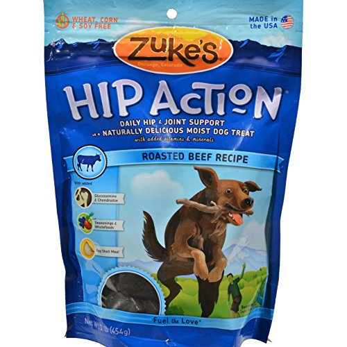 5056018960817 - ZUKES HIP ACTION WITH ADDED GLUCOSAMINE AND CHONDROITIN - DAILY HIP AND JOINT SUPPORT TREAT FOR DOGS - BEEF FORMULA - 1 LB