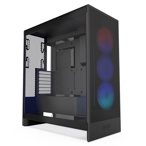 5056547205526 - NZXT H7 FLOW RGB | MID-TOWER ATX AIRFLOW CASE WITH RGB FANS | SUPPORTS BOTTOM FANS FOR DIRECT GPU COOLING | INCLUDES 360MM RGB SINGLE-FRAME FAN UNIT | CABLE MANAGEMENT | BLACK