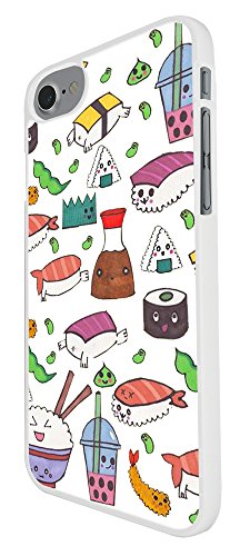 5057299666764 - 000949 - COOL CUTE FUN FOOD SUSHI ROLLS FOOD LOVERS JAPANESE MAKI CALIFORNIA ROLL ILLUSTRATION ART DOODLE KAWAII (3 DESIGN FOR IPHONE 7 4.7 FASHION TREND CASE BACK COVER PLASTIC&THIN METAL - WHITE