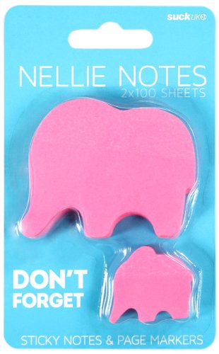 5060043064846 - SUCK UK ANIMAL STICKY NOTES AND PAGE MARKERS - PINK ELEPHANT