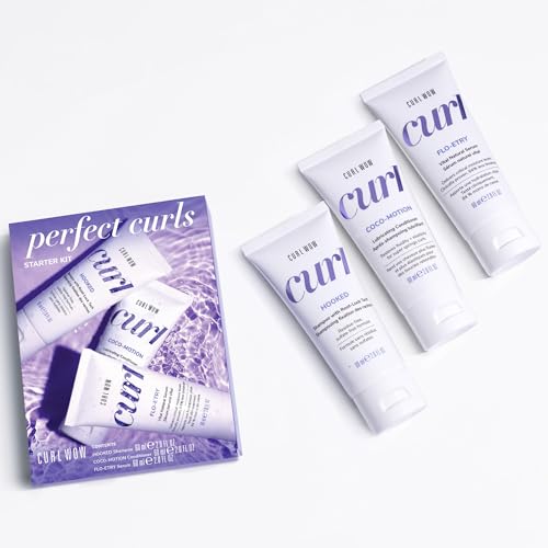 5060150189593 - CURL WOW PERFECT CURLS STARTER SET | 3-STEP HYDRATE + DEFINE CURLY HAIR CARE ESSENTIALS FOR WEIGHTLESS, PLUMPED, MOISTURIZED CURLS. DELUXE TRAVEL/TRIAL SIZE FOR WAVY, CURLY, COILY TEXTURES.