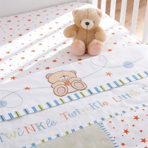 5060229210913 - FOREVER FRIENDS LITTLE STAR PRINTED BABY BOY COT/COT BED SHEETS, IZZIWOTNOT BY FOREVER FRIENDS