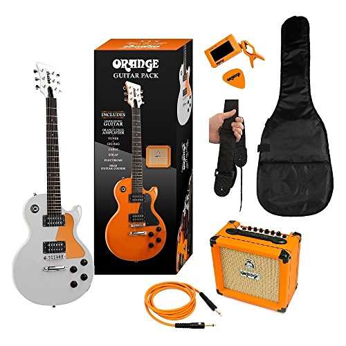 5060299174481 - ORANGE GUITAR PACK IN WHITE COLOR WITH CABLE, CHROMATIC HEADSTOCK TUNER, BRANDED GIG BAG, STRAP, PLECTRUMS AND ORANGE CRUSH PIX CR12L AMPLIFIER