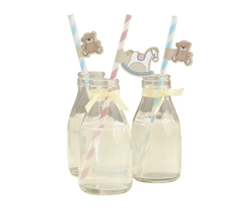 5060303700248 - GINGER RAY ROCK-A-BYE BABY ROCKING HORSE & TEDDY PAPER STRAWS WITH FLAGS, MIXED