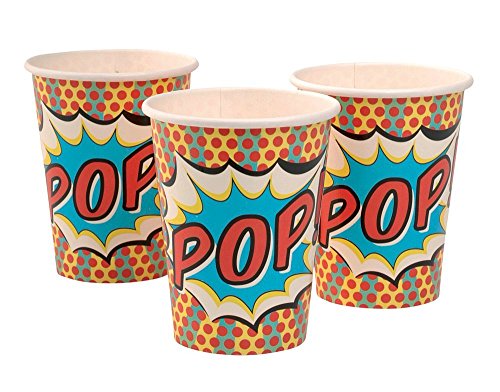 5060303700903 - GINGER RAY 8 COUNT POP ART SUPERHERO PARTY PAPER CUPS, MIXED