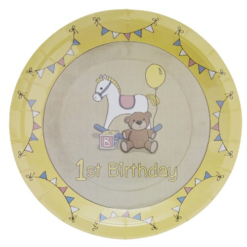 5060303702068 - GINGER RAY ROCK-A-BYE BABY 1ST BIRTHDAY PAPER PARTY PLATES, MIXED