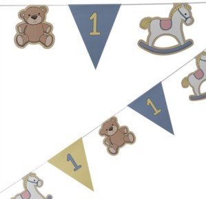 5060303702099 - GINGER RAY ROCK-A-BYE BABY 1ST BIRTHDAY BOYS BLUE BUNTING BANNER, MIXED