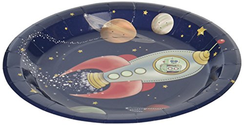 5060303702921 - GINGER RAY SPACE ADVENTURE PARTY SPACESHIP PAPER KIDS PLATES, MIXED
