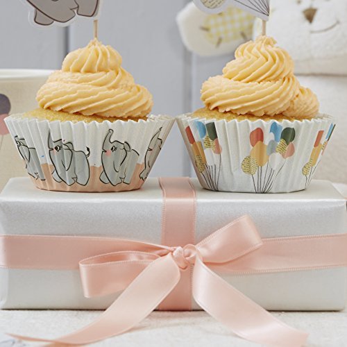 5060303703324 - GINGER RAY LITTLE ONE VINTAGE BABY ELEPHANT & PASTEL BALLOONS CUPCAKE CASES, MIXED