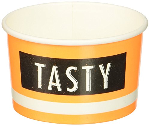 5060303705380 - GINGER RAY NEON BIRTHDAY TASTY PARTY ICE CREAM TREAT TUBS WITH WOODEN SPOONS, ORANGE