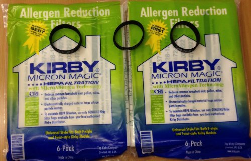 5060336773950 - KIRBY UNIVERSAL BAGS: 2 PACKS (12 BAGS) OF UNIVERSAL HEPA WHITE CLOTH BAGS KIRBY #204811 AND 3 KIRBY BELTS #301289 - GENUINE KIRBY PRODUCT - SHIPPED BY BUYPARTS