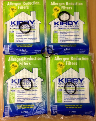 5060336773974 - KIRBY UNIVERSAL BAGS: 4 PACKS (24 BAGS) OF UNIVERSAL HEPA WHITE CLOTH BAGS KIRBY #204811 AND 5 KIRBY BELTS #301289 - GENUINE KIRBY PRODUCT - SHIPPED BY BUYPARTS
