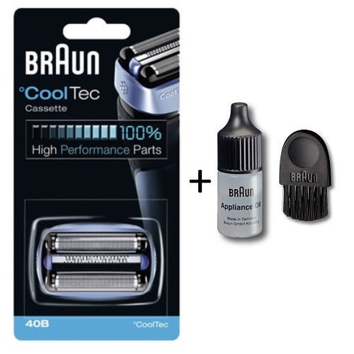 5060427810823 - BRAUN SHAVER 40B - COOLTEC CASSETTE, BLUE WITH APPROX. 6CM CLEANING BRUSH AND OIL 7ML (40B)