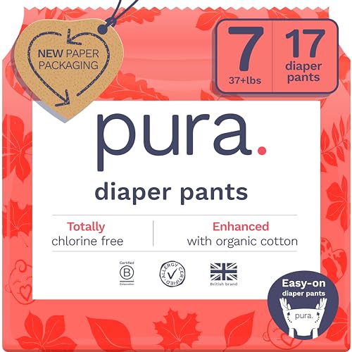 5060766311661 - PURA SIZE 7 DIAPER PANTS - 1 X 17 DIAPERS (37+LBS), PULL UP DISPOSABLE BABY DIAPERS FOR SENSITIVE SKIN, HYPOALLERGENIC, FRAGRANCE FREE, TOTALLY CHLORINE FREE, EASY-TEAR SIDES