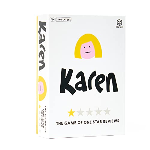 5060959630005 - KAREN PARTY GAME | HILARIOUS GAME OF ONE STAR REVIEWS | FUN BLUFFING GAME FOR GAME NIGHT WITH ADULTS AND TEENS | AGES 14+ | 3-10 PLAYERS | AVERAGE PLAYTIME 45-90 MINUTES | MADE BY FORMAT GAMES