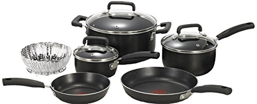 5062931385347 - T-FAL C111SA SIGNATURE NONSTICK DISHWASHER AND OVEN SAFE THERMO SPOT 10-PIECE COOKWARE SET, BLACK