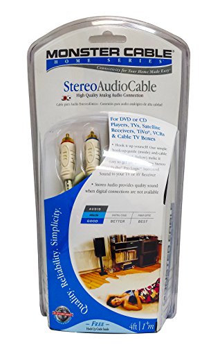 0050644350399 - MONSTER CABLE RCA STEREO AUDIO CABLES - 4 FT - HIGH QUALITY AUDIO CONNECTION