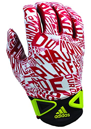 0050821392921 - ADIDAS SCREAM ADULT FOOTBALL RECEIVER'S GLOVES, WHITE/RED, SMALL