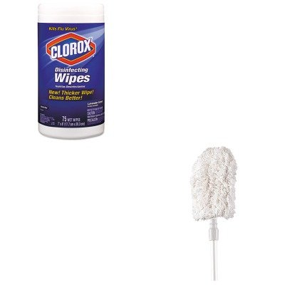 0510001713026 - KITCOX01761EARCPT499 - VALUE KIT - RUBBERMAID-WHITE FLEXI DUSTER DUST MITT AND OVERHEAD DUSTING TOOL (RCPT499) AND CLOROX DISINFECTING WIPES (COX01761EA)