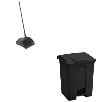 0510001829093 - KITRCP253100BKSAF9923BL - VALUE KIT - SAFCO LARGE CAPACITY PLASTIC STEP-ON RECEPTACLE (SAF9923BL) AND RUBBERMAID-BLACK LOBBY PRO UPRIGHT DUST PAN, OPEN STYLE (RCP253100BK)