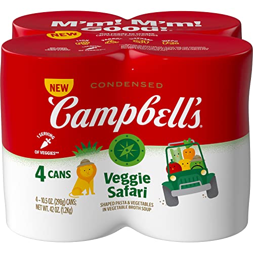 0051000285546 - CAMPBELLS CONDENSED VEGGIE SAFARI SHAPED PASTA AND VEGETABLE SOUP, 10.5 OZ CAN (4 PACK)