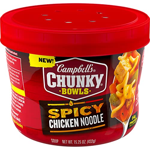 0051000286338 - CAMPBELL’S CHUNKY SOUP, SPICY CHICKEN NOODLE SOUP, 15.25 OZ MICROWAVABLE BOWL
