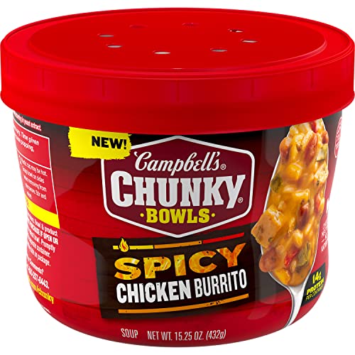 0051000287304 - CAMPBELL’S CHUNKY SOUP, SPICY CHICKEN BURRITO SOUP, 15.25 OZ MICROWAVABLE BOWL