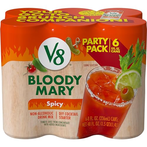 0051000289155 - V8 SPICY BLOODY MARY DRINK MIX, NON-ALCOHOLIC COCKTAIL MIX, PARTY PACK, 8 FL OZ CAN (PACK OF 6)