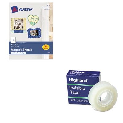0510003770454 - KITAVE3270MMM6200341296 - VALUE KIT - AVERY PRINTABLE INKJET MAGNET SHEETS (AVE3270) AND HIGHLAND INVISIBLE PERMANENT MENDING TAPE (MMM6200341296)