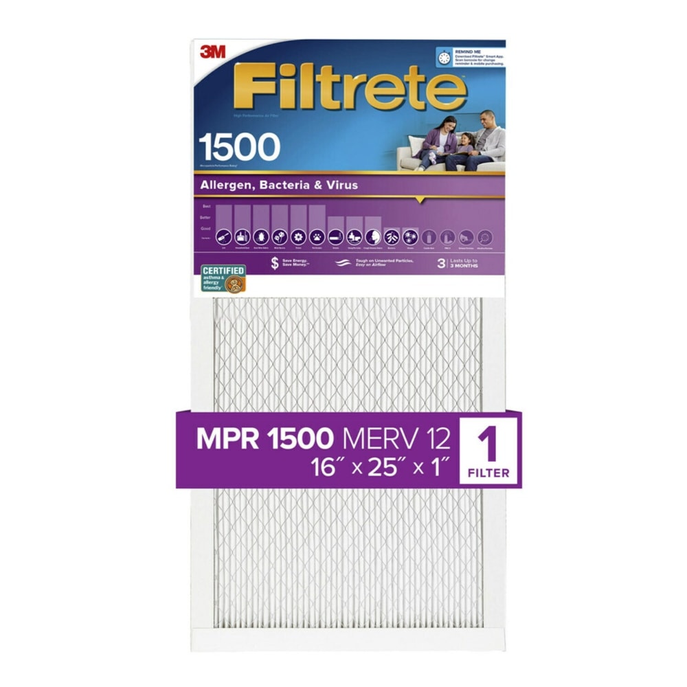 0005111102001 - FILTRETE™ ALLERGEN BACTERIA AND VIRUS FURNACE AC AIR FILTER 1500 MPR