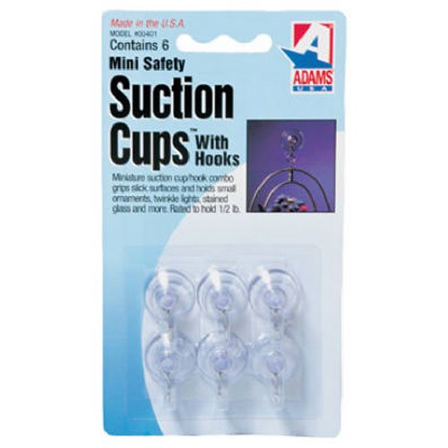 5112788127789 - ADAMS MANUFACTURING 7000-75-3040 MINI SUCTION CUP HOOK, 3/4-INCH, 6-PACK