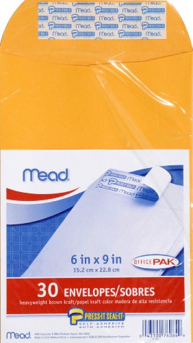 5112788148609 - MEAD PRESS-IT SEAL-IT 6X9 ENVELOPES, OFFICE PACK 30 COUNT STYLE: 6 X 9/