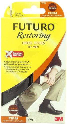 0051131201200 - RESTORING MEN'S DRESS SOCKS FIRM SUPPORT IN YOUR CHOICE OF COLORS LARGE BROWN 30 MMHG, 20-30 MMHG BROWN LARGE 1 PR