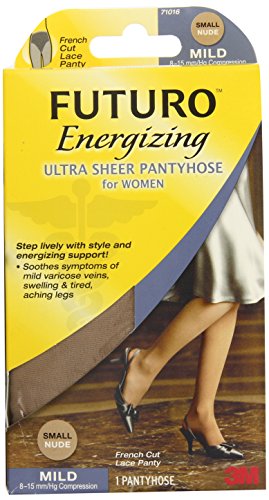 0051131201323 - FUTURO ULTRA SHEER PANTYHOSE FOR WOMEN, FRENCH CUT, NUDE, SMALL, MILD (8-15MM/HG)