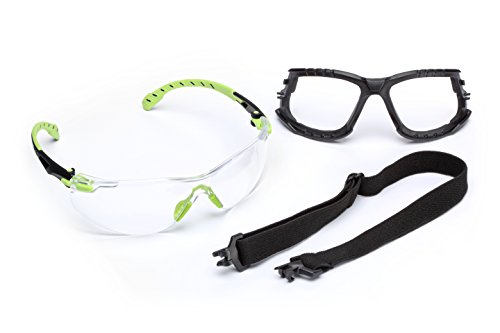 0051131271852 - 3M SOLUS 1000 SERIES PROTECTIVE EYEWEAR KIT WITH FOAM, STRAP, CLEAR SCOTCHGARD ANTI-FOG COATING, ONE SIZE FITS MOST, GREEN/BLACK