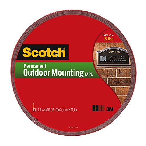 0051131677487 - SCOTCH PERMANENT OUTDOOR MOUNTING TAPE, 1 INCH X 450 INCHES (4011-LONG)