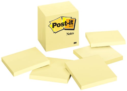 0051131706354 - POST-IT NOTES, ORIGINAL PAD, 3 INCHES X 3 INCHES, CANARY YELLOW, 75 SHEETS PER PAD, SIX PADS PER PACK