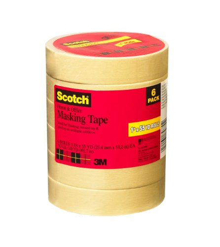 0051131848702 - SCOTCH HOME AND OFFICE MASKING TAPE, 1-INCH X 55 YARDS, 6 ROLLS (3437-6-MP)