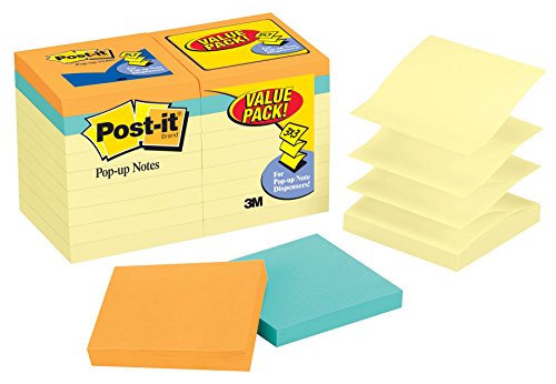 0051135810873 - POST-IT POP-UP NOTES VALUE PACK, 3 IN X 3 IN, CANARY YELLOW AND CAPE TOWN COLLECTION, 14 PADS/PACK PLUS 4 FREE CAPE TOWN COLLECTION PADS (R330-14-4B)