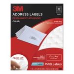 0051141256399 - 3M PERMANENT ADHESIVE ADDRESS LABELS, 1 X 2.62 INCHES, CLEAR, 1500 PER PACK (3400-C)