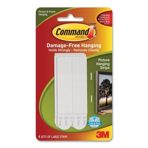 0051141322698 - COMMAND PICTURE HANGING STRIPS UP TO 24 X 36 4 SETS LARGE WHITE 5/8 H X 3/4W X 1/10 D