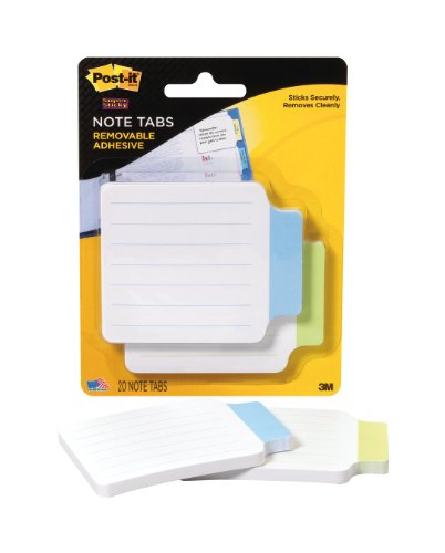 0051141336091 - POST-IT NOTE TABS, 2 3/4 X 3 3/8 INCHES, GREEN AND BLUE, 20 NOTE TABS (2200-GBT)