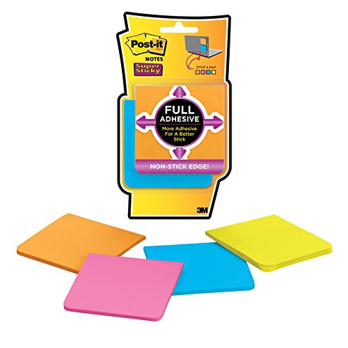 0051141340371 - POST-IT SUPER STICKY FULL ADHESIVE NOTES, 3 IN X 3 IN, RIO DE JANEIRO COLLECTION, 4 PADS/PACK (F330-4SSAU)